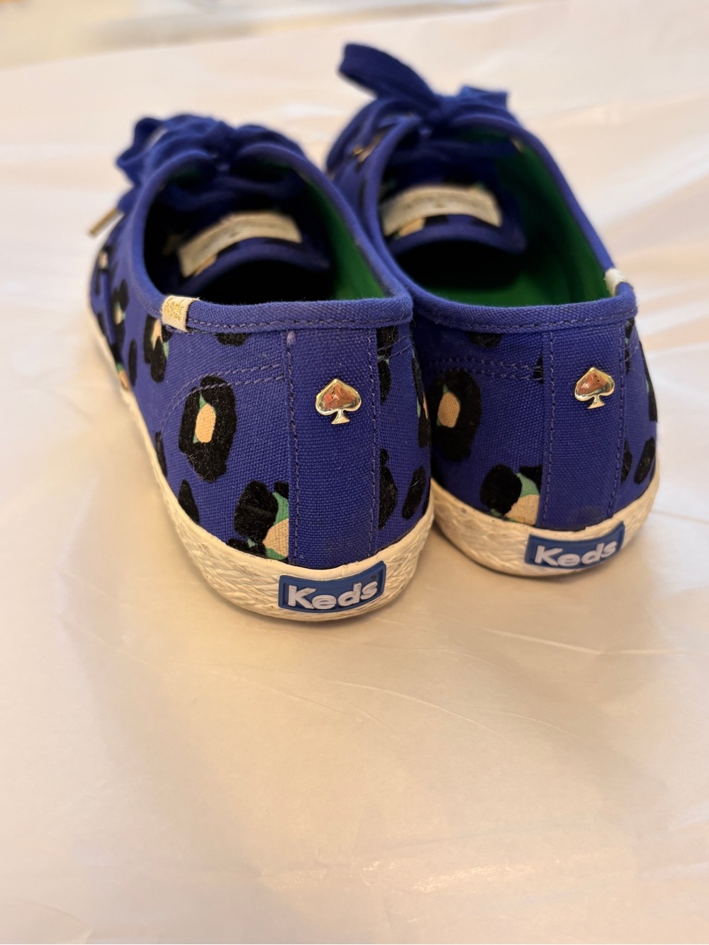 Kate Spade x Keds Blue Leopard Print Pointer Sneakers Canvas Flats Size 7 - Picture 6 of 12